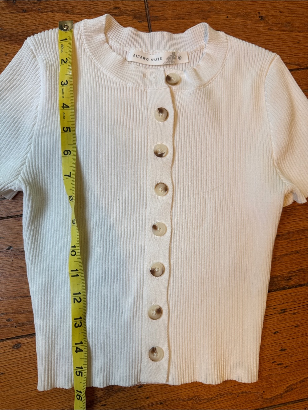 Altar’d State Ribbed Button-Front Short Sleeve Top - Picture 7 of 7